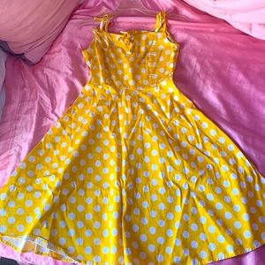 Yellow poke a dot picnic dress